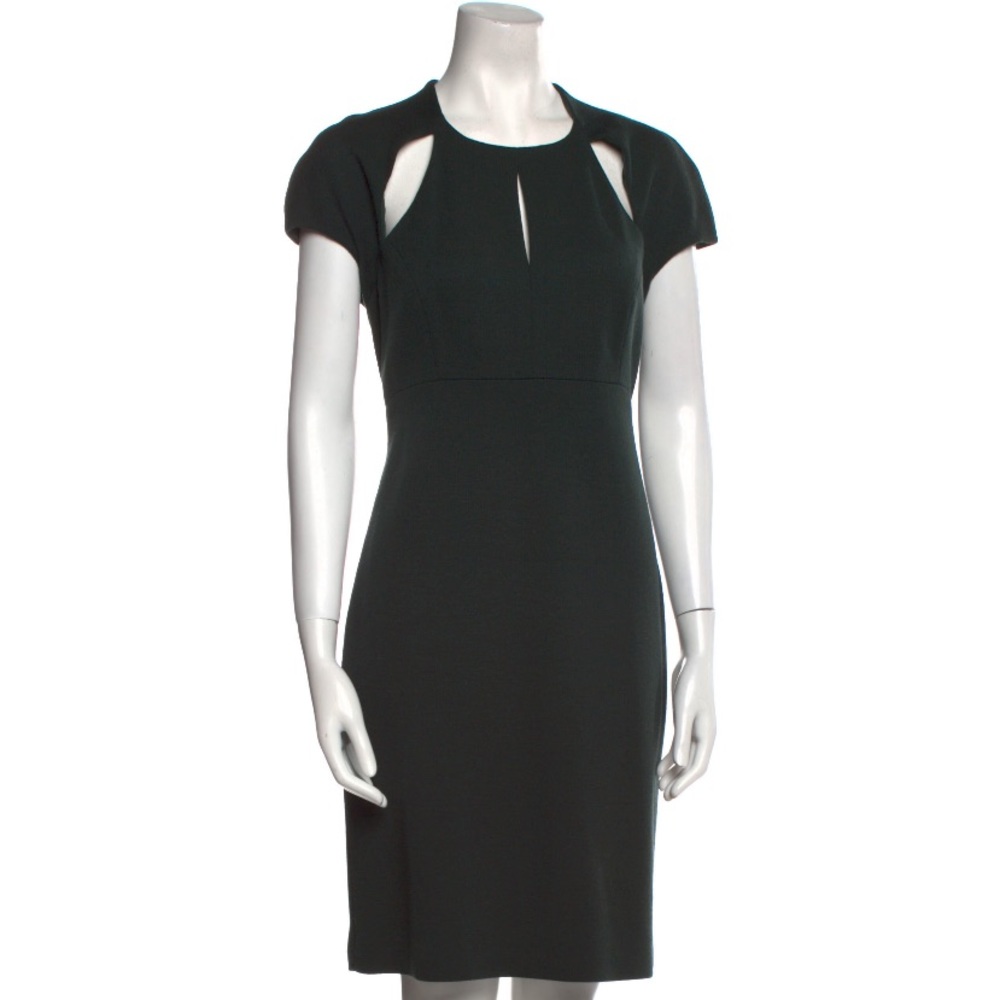 Monique Lhuillier Green cap sleeve cut out dress